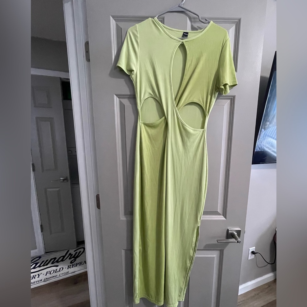 Two toned cutout Lime green dress